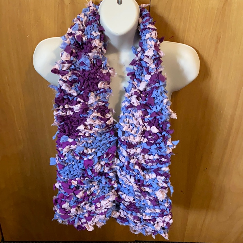 Hand knit 100% silk tunnel scarf